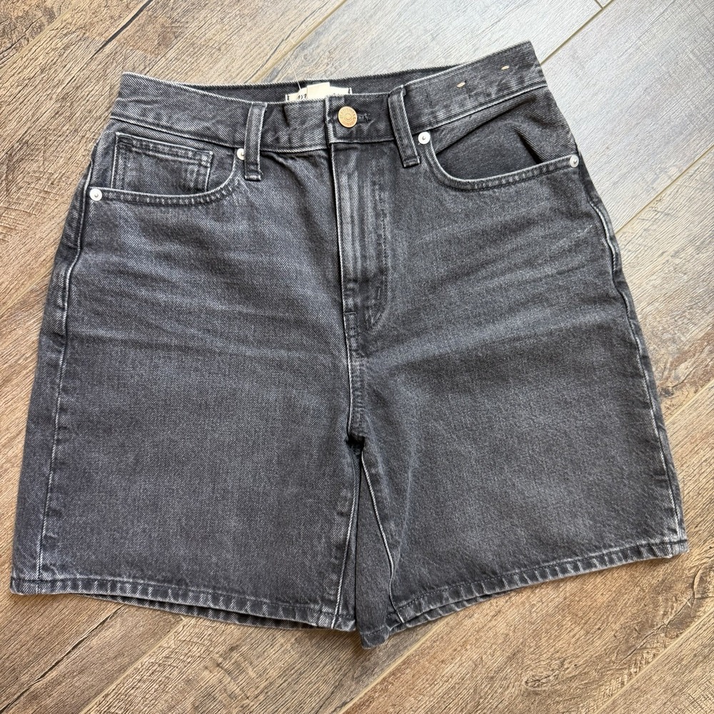 Madewell Baggy Jean Shorts Women's Size 26 Washed Black Denim High Rise NWOT
